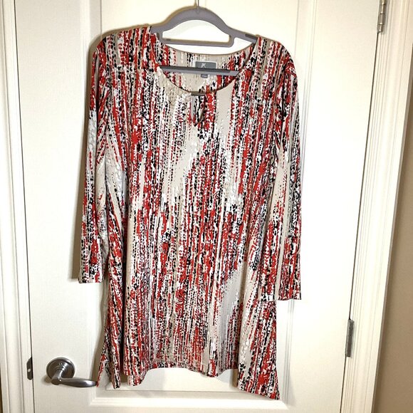 JM Collection Women's Top Tunic 3/4 Sleeves Size XL Flowy Stretchy - Picture 1 of 7